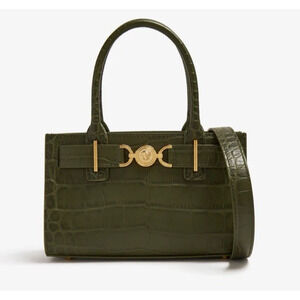 VERSACE Medusa '95 Medium green croc-embossed calfskin Tote Authentic Rt$2495